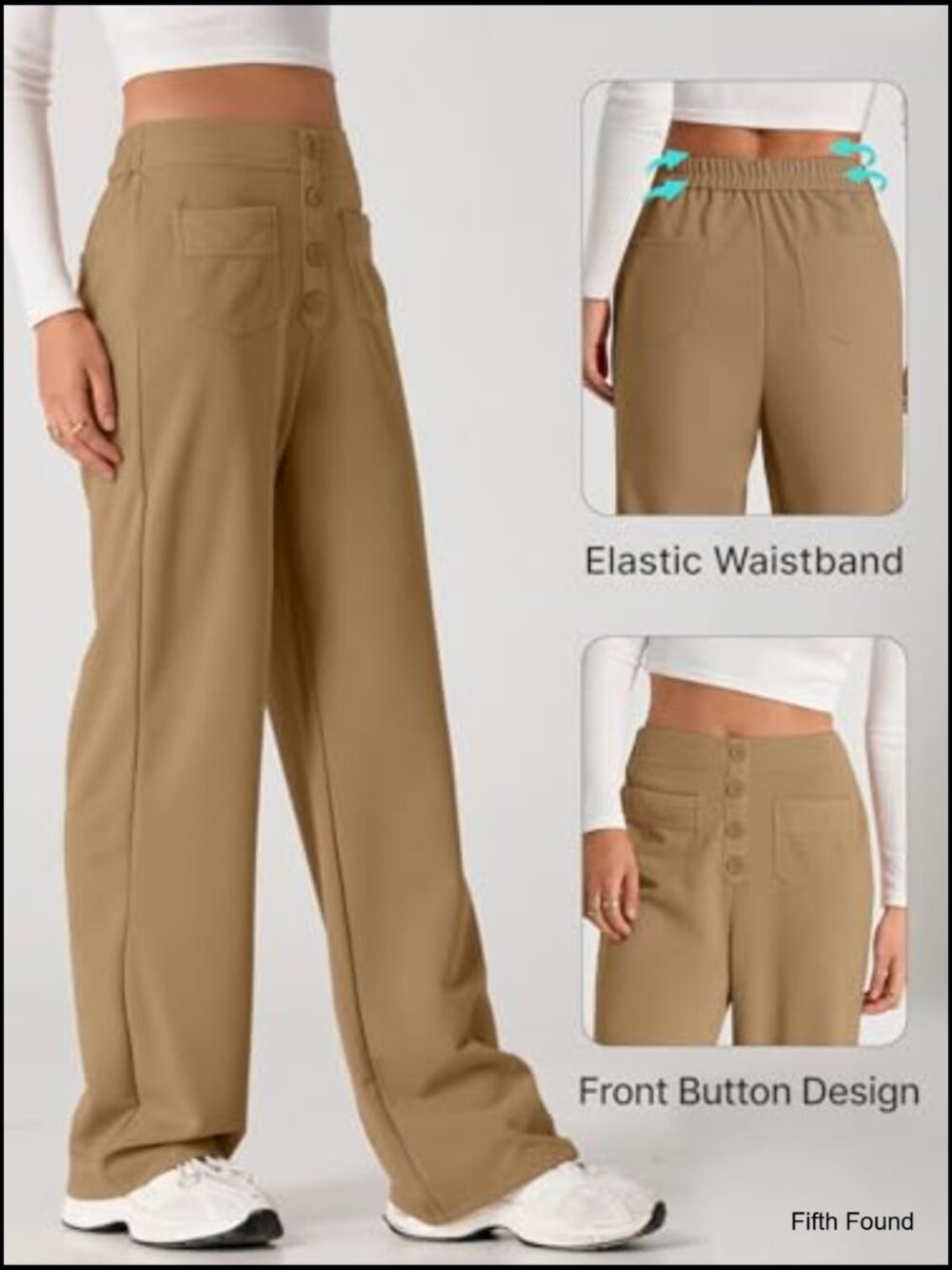High Waist Straight Leg Work Pants with Pockets Office Trousers - Picture 4 of 7